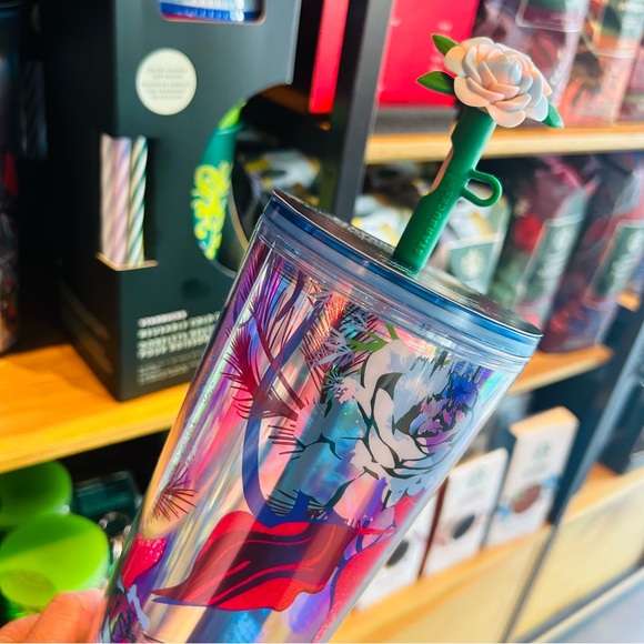 Starbucks Iridescent Rose Top Silicone Topper Tumbler Cup Venti New 2023 Holiday - Picture 10 of 13